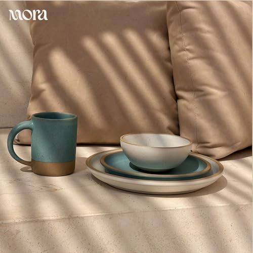 MORA Medium Mugs Set of 4, 16oz Ceramic Pottery Latte Mugs/Coffee Cups - Microwave and Dishwasher Safe - Iris - color: Iris