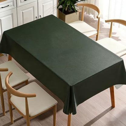 PVC Tablecloth Waterproof Rectangle Table Cloth, Oil Proof & 185°F Heat Resistant Wipeable Cover, Heavy Duty Non for Kitchen Dining Camping Festivities (70"x55") (Dark Green) - color: Dark Green