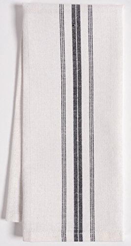 KAF Home Classic Farmhouse Stripe Kitchen Towels, Pure Cotton Dish Towels, Towel Dish Cloths for Cooking, Cleaning, and Dining, Set of 12, Charcoal - color: Charcoal