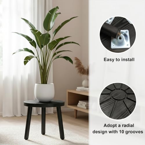 Wood Plant Stands 3-Pack Indoor, Plant Stool, Black | Premium carbonized pine with moisture-resistant, burr-free finish, Snap together in 60 seconds, no tools needed - color: Black, size: 3-Pack