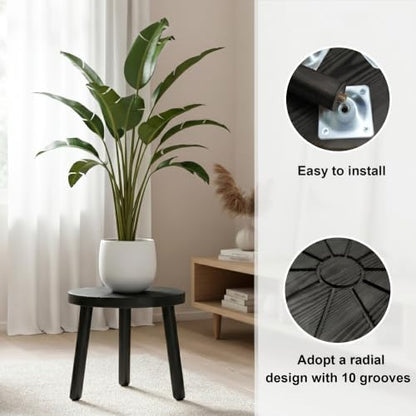 Wood Plant Stands 3-Pack Indoor, Plant Stool, Black | Premium carbonized pine with moisture-resistant, burr-free finish, Snap together in 60 seconds, no tools needed - color: Black, size: 3-Pack