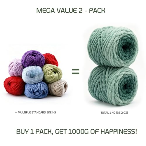 Beginner Chunky Yarn for Hand Knitting Ombre Blankets, Plush Chenille Fade | Long-fade ombre chenille chunky yarn - #7 Jumbo - 42oz/1200g - 81 Yards - Forest Green - color: Forest Green (0.8" Thick)