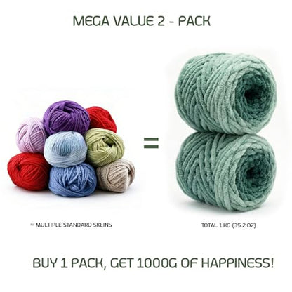 Beginner Chunky Yarn for Hand Knitting Ombre Blankets, Plush Chenille Fade | Long-fade ombre chenille chunky yarn - #7 Jumbo - 42oz/1200g - 81 Yards - Forest Green - color: Forest Green (0.8" Thick)