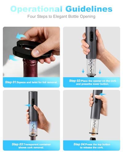 Electric Wine Opener – Battery Operated 4‑in‑1 Corkscrew Kit - size: 4 in 1