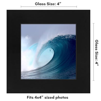 Americanflat 4x4 Picture Frame - Engineered Wood - Black | Shatter-resistant glass, wall or tabletop display with included easel, sawtooth hangers included - color: Black, size: 4x4