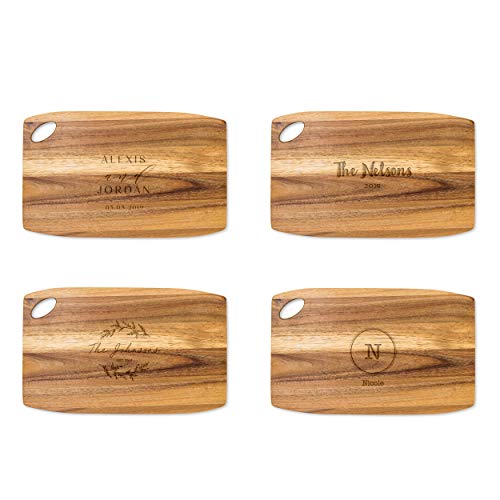 Weddingstar Personalized Wooden Rounded Rectangle Cutting Board or Serving Board 16" x 10" - Modern Couple Etching - color: Modern Couple, size: 16"L x 10"W