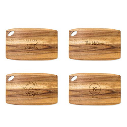 Weddingstar Personalized Wooden Rounded Rectangle Cutting Board or Serving Board 16" x 10" - Modern Couple Etching - color: Modern Couple, size: 16"L x 10"W