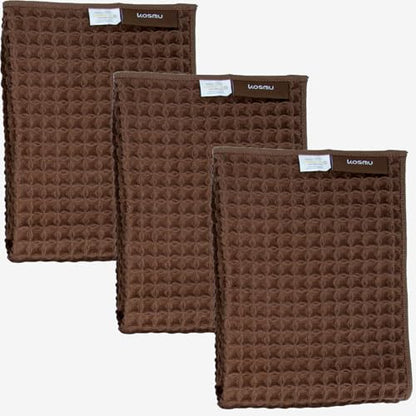 Luxury Organic Japanese Cotton Waffle Bath Towel | Thick, Absorbent, Quick Dry Bathroom Towels for Shower, Sauna, Onsen| Hotel & Spa Quality, Gift-Ready (Dark Cocoa, Hand Towel (3 Pack)) - color: Dark Cocoa, style: Hand Towel Set (3 Pack)