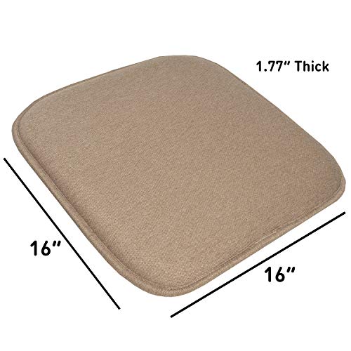 Sweet Home Collection Chair Cushion Memory Foam Pads Honeycomb Pattern Slip Non Skid Rubber Back Rounded Square 16" x 16" Seat Cover, 4 Pack, Charlotte Taupe - color: Charlotte Taupe, size: 4 Pack