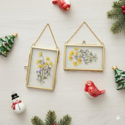 4 Pcs Pressed Flower Frame, Wall Hanging Tabletop Display Double Glass Frames with Metal Chain for Pressed Dried Flowers Plants, Horizontal and Vertical Picture Frame, Black, FRAMES ONLY - color: Balck-H-4
