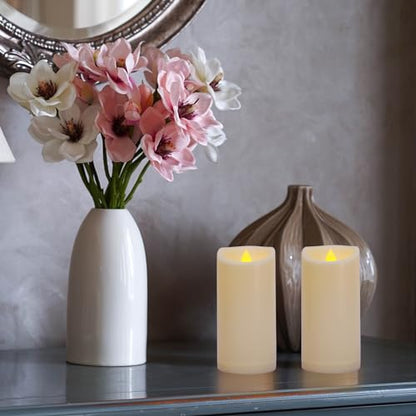 Large Outdoor Waterproof Flameless Candles with Remote and Timers, Battery Operated LED Flickering Pillar Candles, Long-Lasting, Ivory Plastic, D 4" x H 6", 1 Pack - color: 1 Pack-D4"x H6"