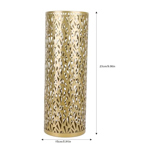 Jectse Umbrella Stand, Freestanding Round Metal Umbrella Holder Bin Hollowed Rain Collection Umbrella Organizer Bin for Home Office Entryway (Gold), Jectse021nsfg9dv-13