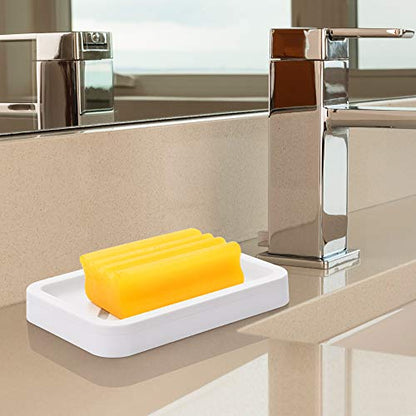 2PCS Draining Soap Dishes, Dishwashing Sponge Holder with Water Tray | Dishwashing Sponge Soap Holder with Water Tray,Keep the Place Dry,Easy to Clean Soap Cases, Suitable for Kitchen,Bathroom