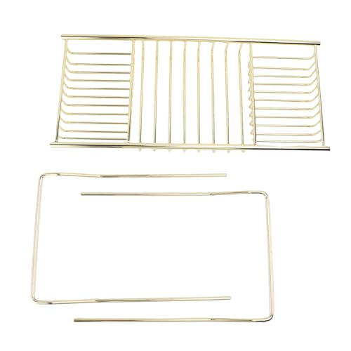FTVOGUE Bathtub Caddy Tray, Stainless Steel Expandable Bathtub Tray 25 to 38.4 in, Over The Rack with 7.9 in Width, Bathroom Organizer Shelf for Shower Tub Use (Gold) - color: Gold