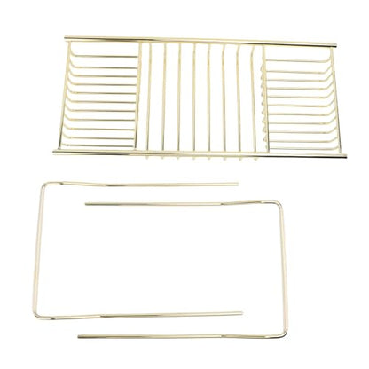 FTVOGUE Bathtub Caddy Tray, Stainless Steel Expandable Bathtub Tray 25 to 38.4 in, Over The Rack with 7.9 in Width, Bathroom Organizer Shelf for Shower Tub Use (Gold) - color: Gold