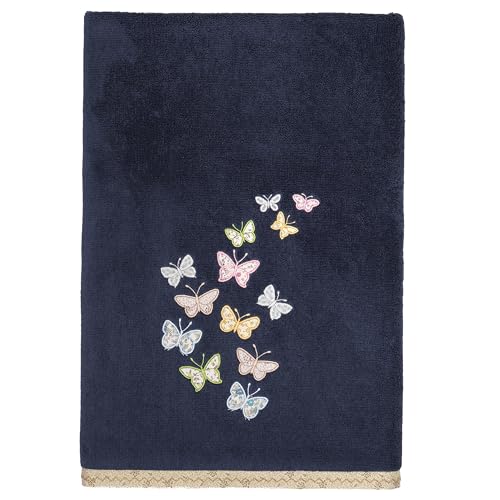 Frolic 4-Piece Luxury Towel Set, Calico Applique, Soft & Durable Turkish Cotton, Elegant Bathroom Ensemble, 2 Bath 2 Hand Towels, Marine - color: Marine, size: 2 Pcs Bath 2 Pcs Hand Towel