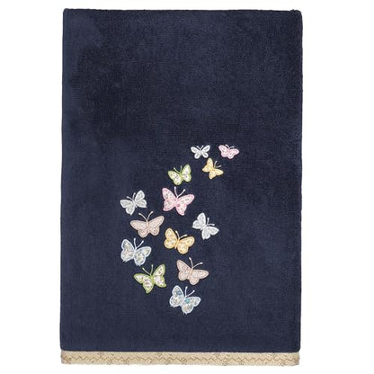 Frolic 4-Piece Luxury Towel Set, Calico Applique, Soft & Durable Turkish Cotton, Elegant Bathroom Ensemble, 2 Bath 2 Hand Towels, Marine - color: Marine, size: 2 Pcs Bath 2 Pcs Hand Towel