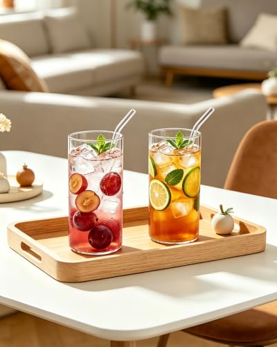 LUXU Drinking Glasses,2pc Thin Highball Glass 15 oz,2 pc Tall Glass19 oz | Lead-Free Glassware,Clear Everyday Drinkware,Water Glasses,Mojito Glass Cups,Bar Glassware,and Mixed Drink Cocktail Glass Set - style: 15 OZ + 19 OZ