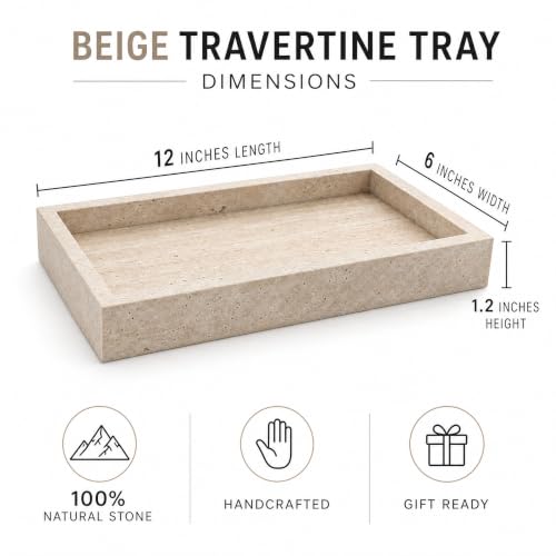 Real Natural Marble & Travertine Vanity Tray, Genuine Marble Serving Tray - color: Yellow Marble
