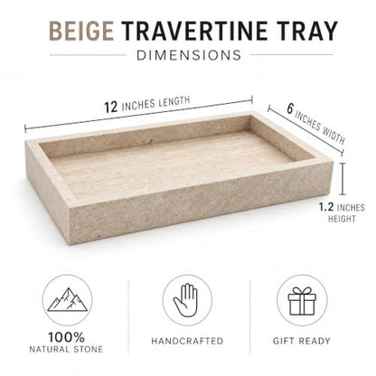 Real Natural Marble & Travertine Vanity Tray, Genuine Marble Serving Tray - color: Yellow Marble
