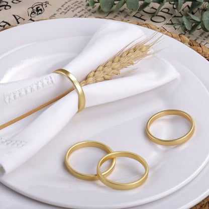 Cuff Brushed Gold Napkin Rings Set of 8, Circle Napkin Buckles Holder for Wedding Reception, Modernist Napkin Ring Holders for Tables, Metallic Serviette Buckles Decor - size: Set of 8