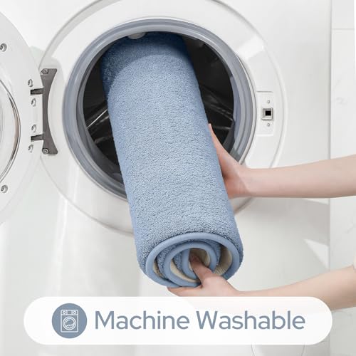 HOMEIDEAS Upgraded Bathroom Rugs Set 3 Piece, Ultra Soft Memory Foam Bath Mats, Super Absorbent Non Slip Washable U-Shaped Toilet Bath Rug (Blue, 17"x24"+20"x32"+U-Shaped 20"x24") - color: Blue