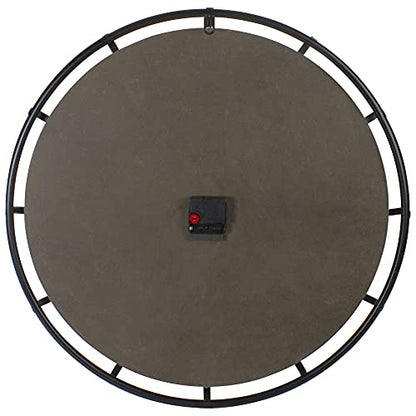 Northlight Country Rustic Metal and Wood Round Wall Clock - 23.5" - Black