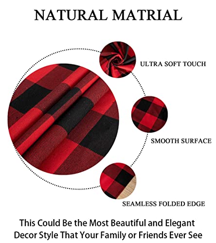 ShinyBeauty Checked Tablecloth Rectangle 54x80-Inch Red and Black Buffalo Plaid Tablecloths Washable Cotton Table Cover Gingham Tablecloth for Dining Rustic Lattice Table Cloth Farmhouse Linen - color: Black & Red, size: 80" x 54" (Rectangular)