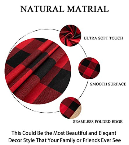 ShinyBeauty Checked Tablecloth Rectangle 54x80-Inch Red and Black Buffalo Plaid Tablecloths Washable Cotton Table Cover Gingham Tablecloth for Dining Rustic Lattice Table Cloth Farmhouse Linen - color: Black & Red, size: 80" x 54" (Rectangular)