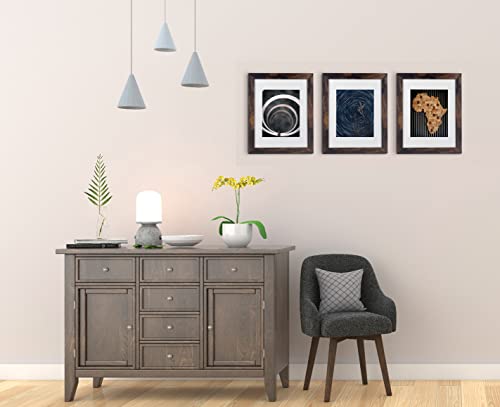 brown 11x14 Picture Frame set of 3,Display 11x14 without Mat or 8x10 with Mat，Wall Gallery Photo Frames - color: Brown, size: 11x14 inches 3P