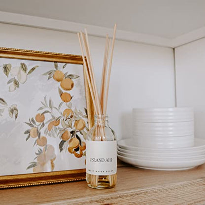 Sweet Water Decor Island Air Reed Diffuser Set | Tropical Fruits, Citrus, Sugar, Exotic Mountain Greens | Long Lasting | Summer Diffuser Oil - style: Island Air