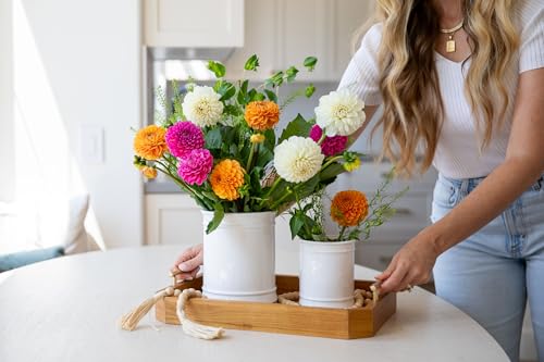 25DOL Large 7.5"+5.5" Elegant Ceramic Utensil Holder for Countertop, Cooking Utensils Organizer for Spatula, Large Utensils Crock for Kitchen Counter, Kitchen Decor, set of 2, White