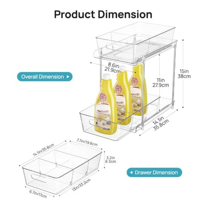 Vtopmart 2 Pack Larger Higher Pull Out Bathroom Under Sink Organizer (M-Higher) - color: Transparent, size: M-Higher (2 Pack)
