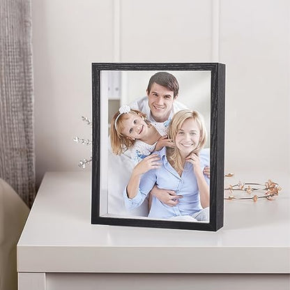 Shadow Box Frame 8x10 - 3 Pack Wood Deep Shadowbox with Glass Shadow Boxes Display Cases Suitable for Photos, Dried Flowers, Handicrafts Picture Frames for Wall (Black) - size: 8x10-3pcs-black