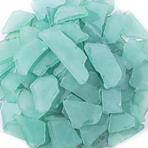 Keedolla 15 Oz Sea Glass for Crafts, Flat Frosted Seaglass Pieces Decor Crushed Sea Glass Vase Filler for DIY Crafts, Wind Chimes, Jewelry Making - Blue Green - color: Blue Green, size: 15 OZ / 0.93 LB