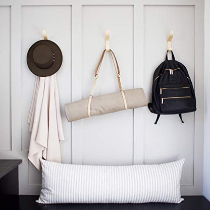 Plywood Wall Hooks Set of 4 Wood Coat Rack Hanging Clothes Hats Robes Towels (Birch) - color: Maple