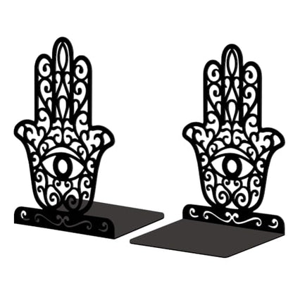 5.3"x4.3"x7.9" Metal Bookends, Heavy Duty Book Ends for Shelves | Eye of The Devil Theme Cast Iron Book Supports, 1 Pair Decor Stoppers for Desk, Library, Office & Home Shelves - style: Eye of The Devil