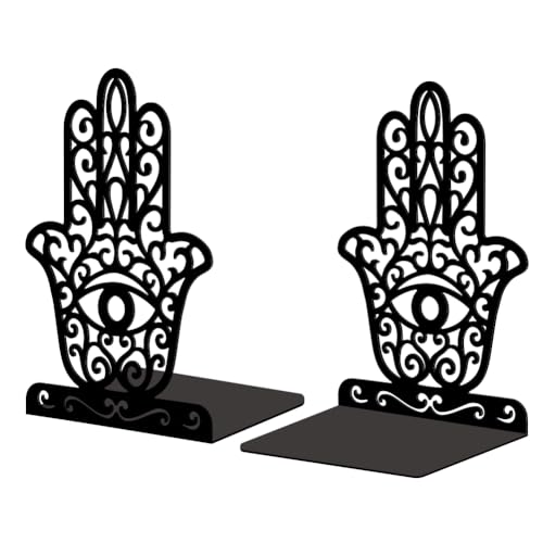 5.3"x4.3"x7.9" Metal Bookends, Heavy Duty Book Ends for Shelves | Eye of The Devil Theme Cast Iron Book Supports, 1 Pair Decor Stoppers for Desk, Library, Office & Home Shelves - style: Eye of The Devil