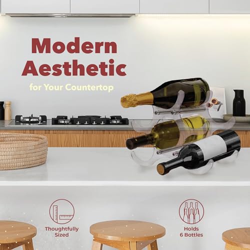 Acrylic Wine Rack | Portable Countertop Designer Bottle Holder | Small Stand for Storage