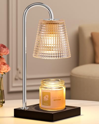 Hong-in Candle Warmer Lamp with Timer Dimmer,House Warming Gifts New Home Room Decor,Birthday Gifts for Women Mom Sister,Modern Wax Warmer for Scented Wax Jar Candles - color: Clear-Sliver, size: 11.8" Height