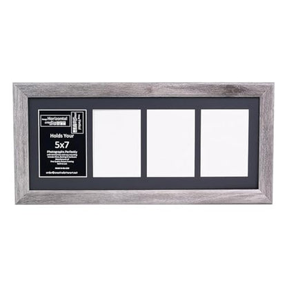 Creative Letter Art 4 Opening Driftwood Picture Frame with Glass to hold 5 by 7 inch Photographs including 10x24-inch Black Mat Collage - color: 4 opening, size: Driftwood w/ Black