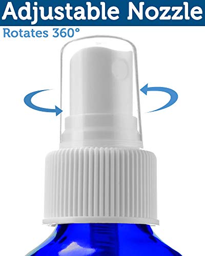 Sally's Organics Empty Blue Glass Small Portable Atomizer Spritzer, 2 Pack (4oz)