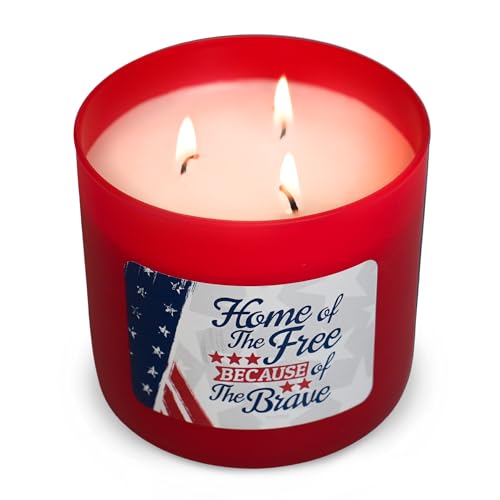 Colonial Candle Home of The Free Because of The Brave Scented Jar Candle, 3 Wick, 14 oz, 60H Burn - Made in The USA - color: Home of the Brave