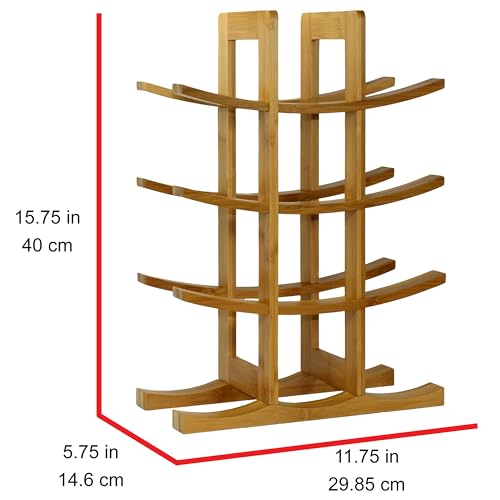 Oceanstar WR1149 12-Bottle Natural Bamboo Wine Rack , Red, 15.75 x 5.75 x 1.75 inches