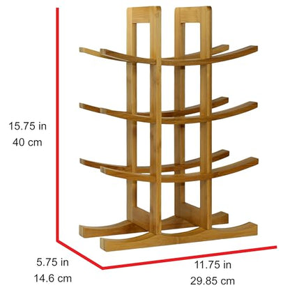 Oceanstar WR1149 12-Bottle Natural Bamboo Wine Rack , Red, 15.75 x 5.75 x 1.75 inches