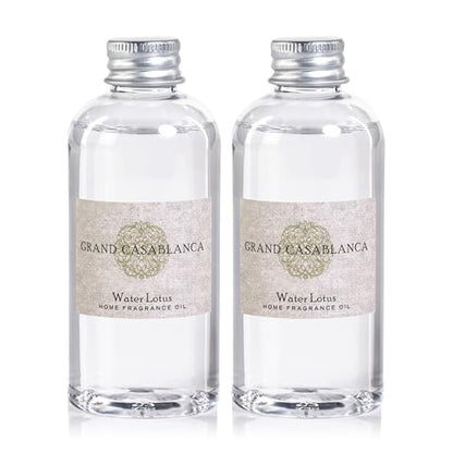 Zodax Casablanca Porcelain Diffuser Refills, 3.38 oz, 2-Pack - Water Lotus | Set of 2 diffuser refills, Clean aquatic floral and herbal fragrance, Home fragrance oil diffuser refills - size: 6.76 oz