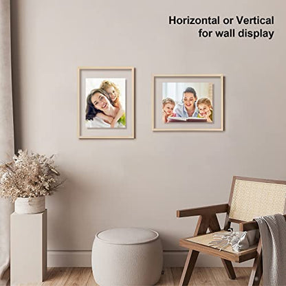Egofine 11x14 Floating Frames Set of 2, Double Plexiglass Picture Frame, Made of Solid Wood Display Any Size Photo up to 11x14, Wall Mount or Tabletop Standing, Natural Wood - color: Natural Wood, size: 11x14