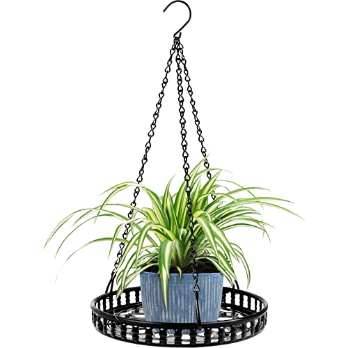 Plant Hanger Indoor Outdoor, Metal Hanging Plant Holder Shelf | Hanging Planters for Indoor Plants,Hanging Plant Basket, Decorative Metal Flower Holder for Window Balcony Porch Patio - color: Black-1pcs