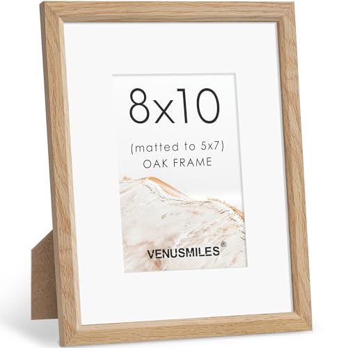 8x10 Picture Frame Natural Solid Oak Photo Frames with 5x7 Removable Mat Wall Hanging Large Handcrafted Frame with HD Plexiglass Wall and Tabletop Display Large Poster Frame - color: Oak, size: 8X10,1P