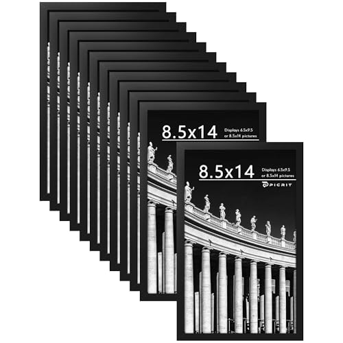 8.5x14 Picture Frame Set of 12, Modern Gallery Wall Frames, Black | Fits 7x10 With Mat or 8.5x14 Without Mat, Shatterproof Cover, Horizontal or Vertical Wall Mounting, Tabletop, Photo Collage - color: Black, size: 8.5x14
